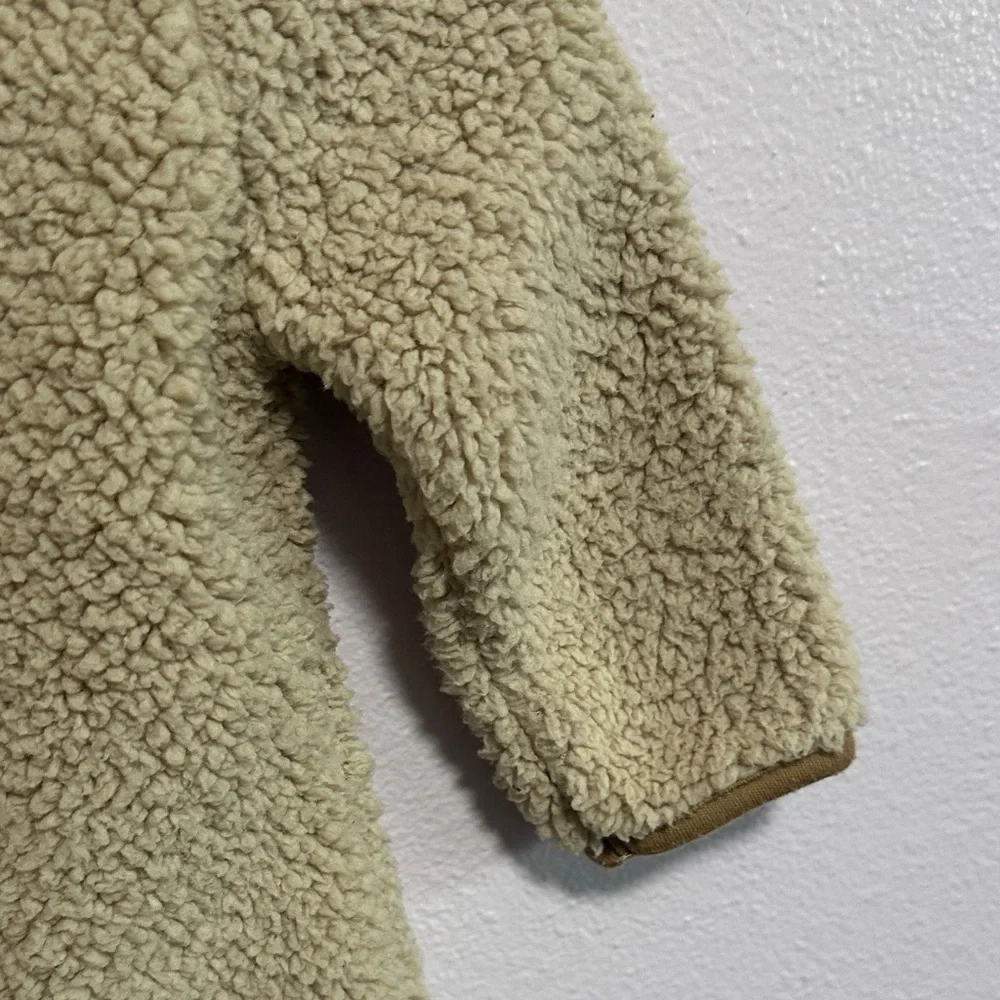 Carter's Cream Sherpa One-Piece with Tan Trim
